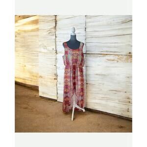 Olsenboye Colorful Snake Print Split Skirt Dress Size XL